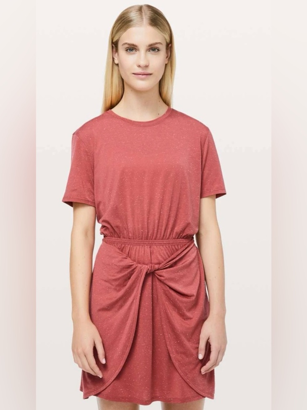 Lululemon Unwind Your Mind Dress Brick Rose White speckles Size 8?